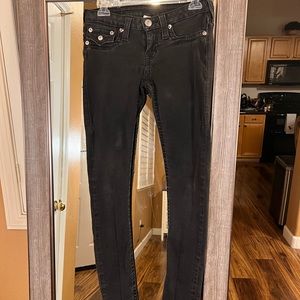 “True Religion” Pre-Faded Black Skinny Jean